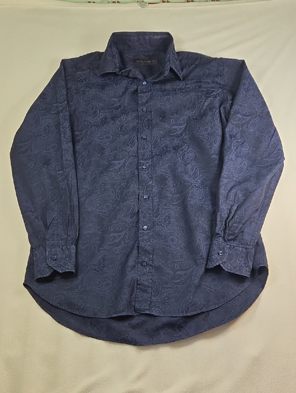 Etro Men's Dark Blue Paisley Dress Shirt